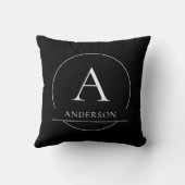 Coussin Modern Black and White Simple Family Name Monogram (Verso)
