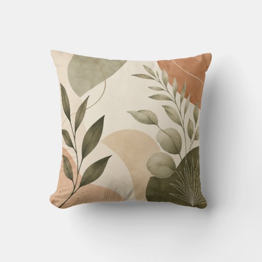 Coussin Modern Botanical Abstract Leaves Decorative Pillow (Recto)
