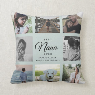 Coussin Modern Chic Best Nana Ever Green Photo Collage