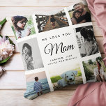 Coussin Modern Chic Fête des Mères Maman Famille Photo Col<br><div class="desc">Nous vous aimons, Maman : Pour la meilleure Maman Jamais dans votre vie un collage photo moderne et tendance de la famille Instagram jetez un oreiller avec la typographie de script moderne et votre nom et message personnel. Un cadeau photo parfait pour maman de fille, une surprise de la Saint...</div>