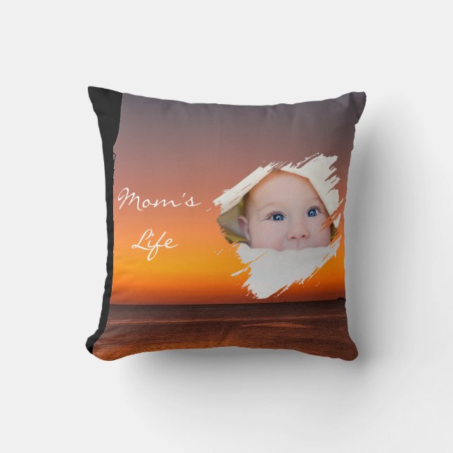 Coussin Modern First Mother’s Day Throw Pillow - Sunset (Recto)