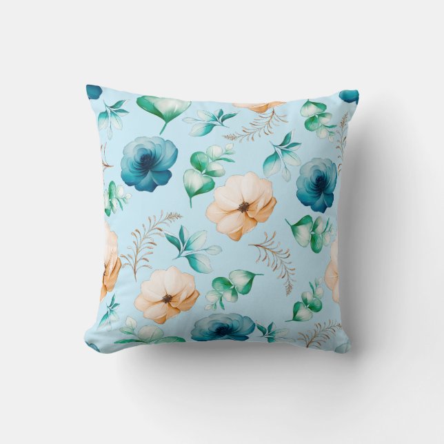 Coussin Modern Floral Design with Soft Natural Tones (Recto)