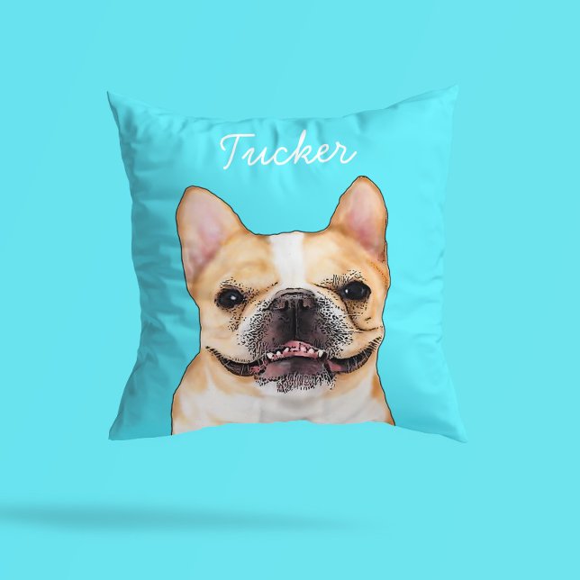 Coussin Modern Frenchie Bulldog Illustration | Add Name  (Créateur téléchargé)