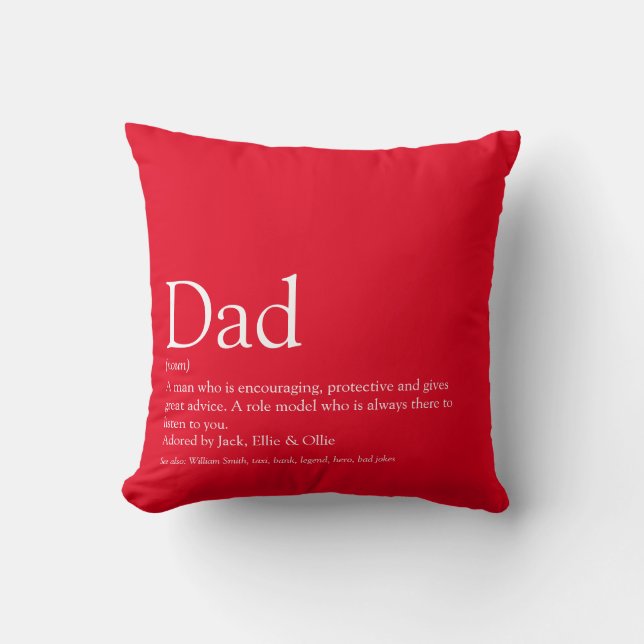 Coussin Modern Fun Red Dad Daddy Father Definition (Recto)