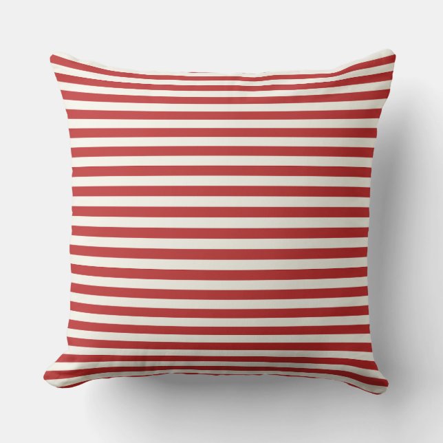 Coussin Modern Half-Inch Crimson Red & White Stripe  (Recto)