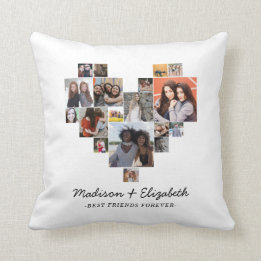 Coussin Modern Heart 18 Photo Collage Best Friends Forever