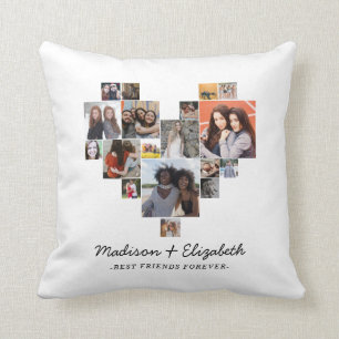 Coussin Modern Heart 18 Photo Collage Best Friends Forever