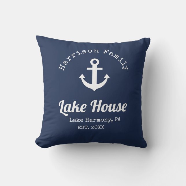 Coussin Modern Lake House Nom de famille (Recto)