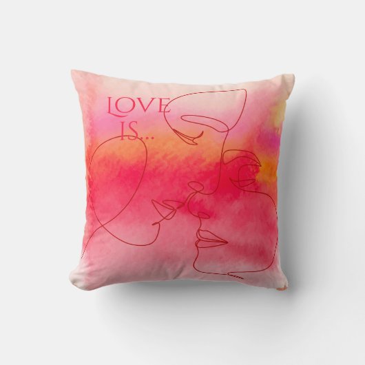 Coussin Modern Love - Art d'un couple à l'aquarell (Recto)