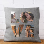 Coussin Modern LOVE Photo Collage Cutout Saint Valentin<br><div class="desc">CHAQUE JOUR JE T'AIME PLUS. Grand cadeau pour la Saint-Valentin,  les Anniversaires ou pour les jeunes mariés : Ce coussin de collage photo moderne est facile à customiser avec vos 4 photos préférées dans le design minimaliste LOVE découpé typographie. C'est la version rustique du linge de ferme.</div>