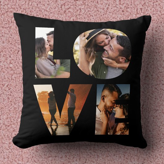 Coussin Modern LOVE Photo Collage Cutout Saint Valentin