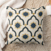 Coussin Modern Moroccan Navy Gold Geometric Pillow (Couverture)