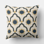 Coussin Modern Moroccan Navy Gold Geometric Pillow (Verso)