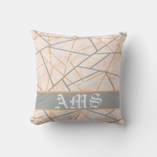 Coussin Modern Ochre and Grey Geometric Lines (Recto)