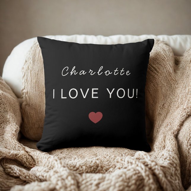 Coussin Modern Personalized Valentine Pillow – I Love You (Créateur téléchargé)