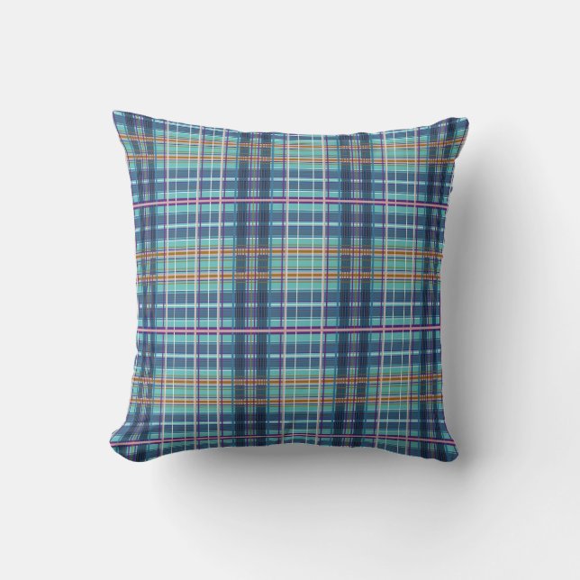 Coussin Modern Plaid Throw Pillow - Vibrant Colorful Tarta (Recto)