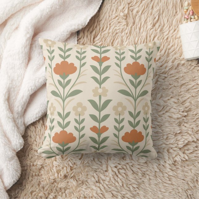 Coussin Modern Scandinavian Floral Throw Pillow (Couverture)