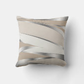 Coussin Modern Sleek Metallic Silver and Beige Abstract (Verso)
