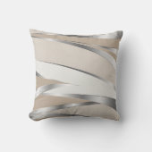 Coussin Modern Sleek Metallic Silver and Beige Abstract (Recto)