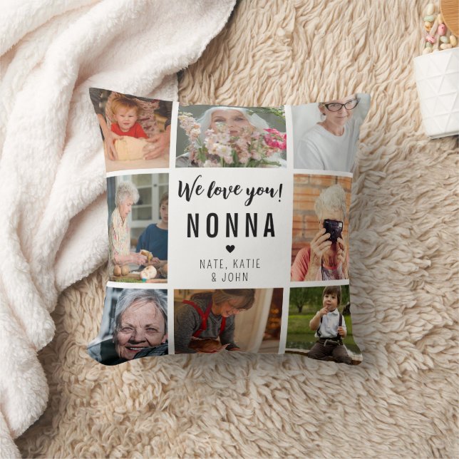 Coussin Modern We love you Nonna 8 Photo Collage (Couverture)