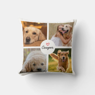 Coussin Modern White 4 Photo Collage Amoureux des chiens a