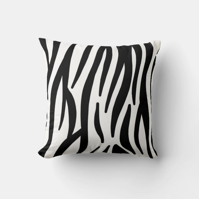 Coussin Modern Zebra Print Cotton Throw Pillow - Natural F (Recto)