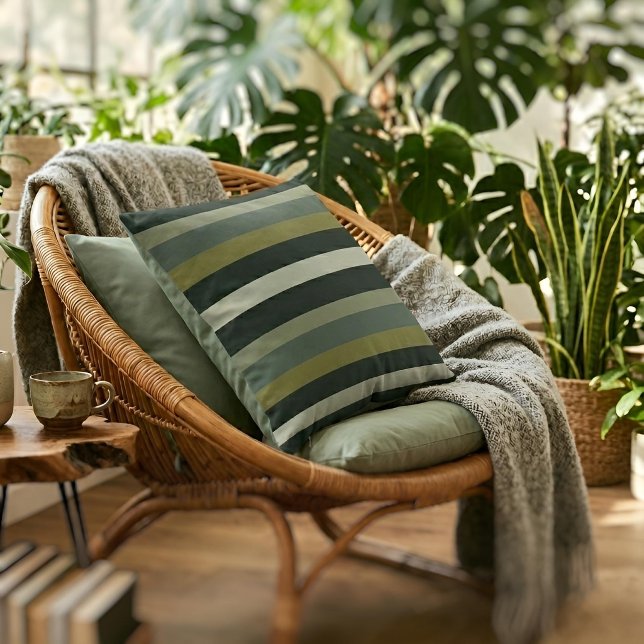 Coussin Moderna Linear | Aged Sage & Winter Moss (Lifestyle Shot)