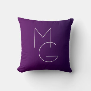 Coussin Moderne 2 Initiales Ombre Subtile Violet Foncé