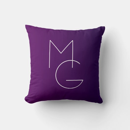 Coussin Moderne 2 Initiales | Ombre Subtile Violet Foncé (Recto)