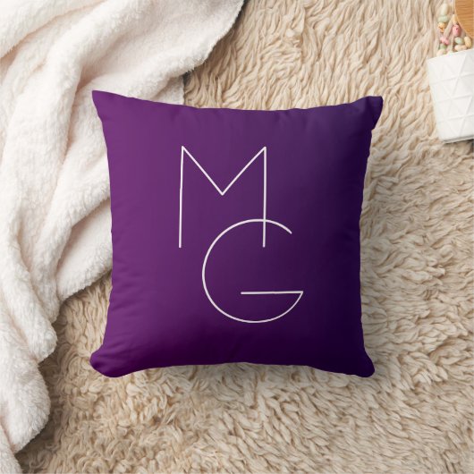 Coussin Moderne 2 Initiales | Ombre subtile violet profond (Couverture)