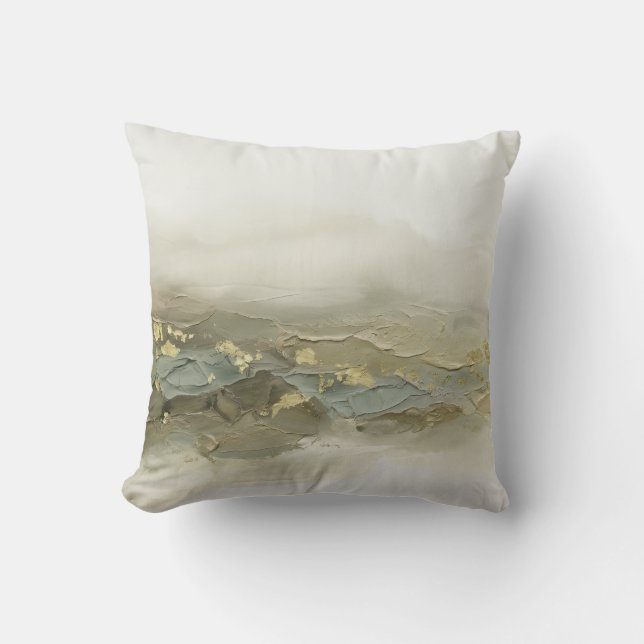 Coussin Moderne 3D Impasto Sage Vert Olive Or (Recto)