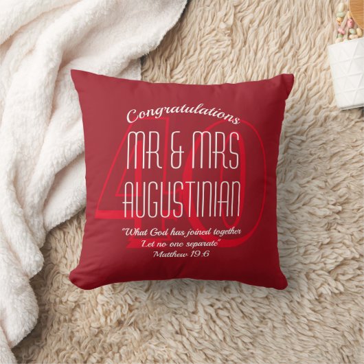 Coussin Moderne | 40e anniversaire du Mariage RUBY | chrét (Couverture)
