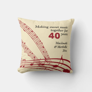 Coussin Moderne 40e Mariage RUBY Notes de musique