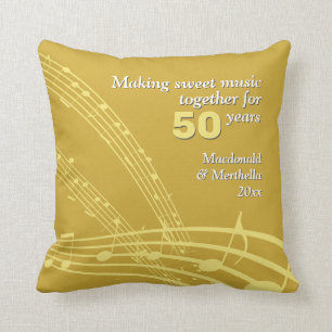 Coussin Moderne   50e Mariage GOLDEN   Notes de musique