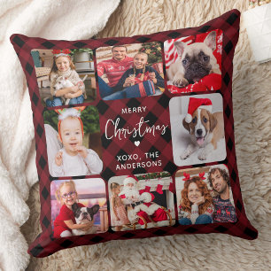 Coussin Moderne 8 Photos Personnalisées Vacances Rouges Pl