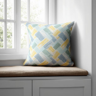 Coussin Moderne Abstrait Bleu et Jaune