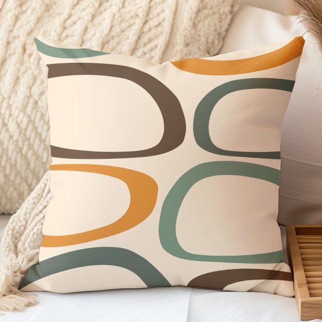 Coussin Moderne Abstrait du Milieu du Siècle Vert, Orange, (Créateur téléchargé)