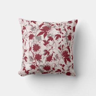 Coussin Moderne Abstrait élégant Gris Bourgogne Floral