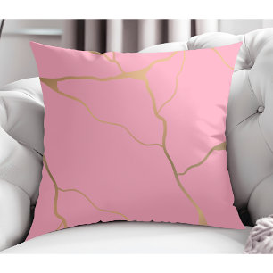 Coussin Moderne Abstrait Gold Vein Design Rose