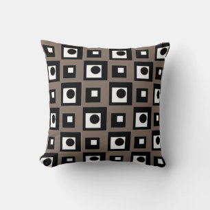 Coussin Moderne Abstrait Noir Beige & Blanc