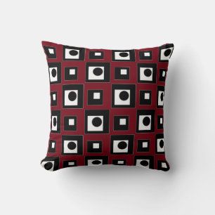 Coussin Moderne Abstrait Noir Rouge et Blanc