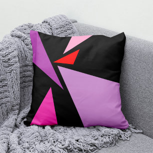 Coussin Moderne Abstrait Simple Géométrique Rouge rose Noi