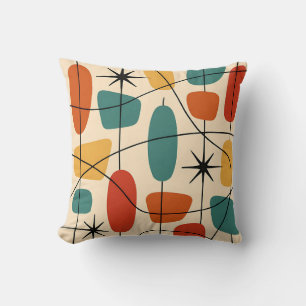 Coussin Moderne Atomique Abstrait du Milieu du Siècle