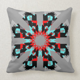 Coussin moderne audacieux gris noir rouge de