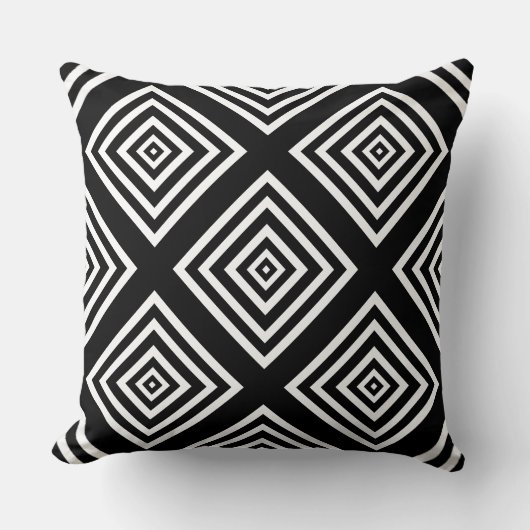 Coussin moderne blanc et noir géométrique (Recto)