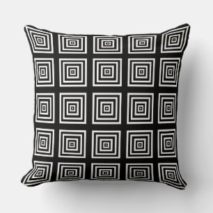 Coussin moderne blanc et noir géométrique