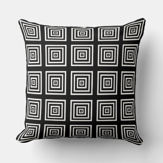 Coussin moderne blanc et noir géométrique (Recto)