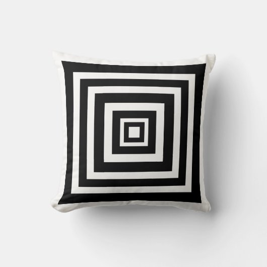 Coussin moderne blanc et noir géométrique (Recto)