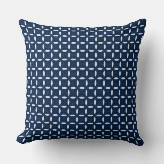 Coussin Moderne Bleu Marine et Blanc (Recto)