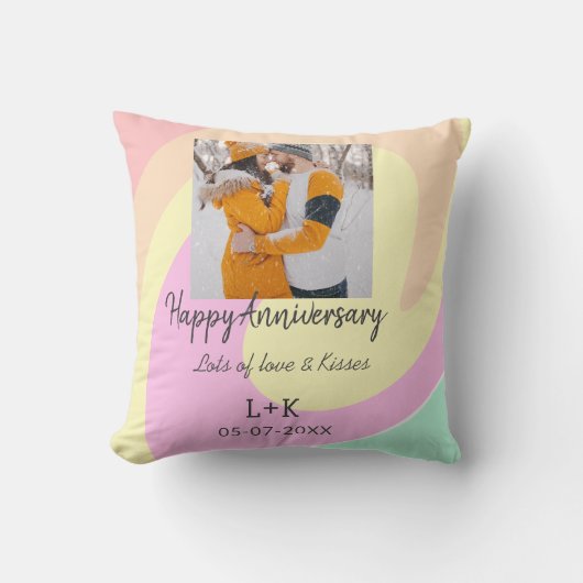 Coussin Moderne boho joyeux anniversaire ajouter nom date (Recto)